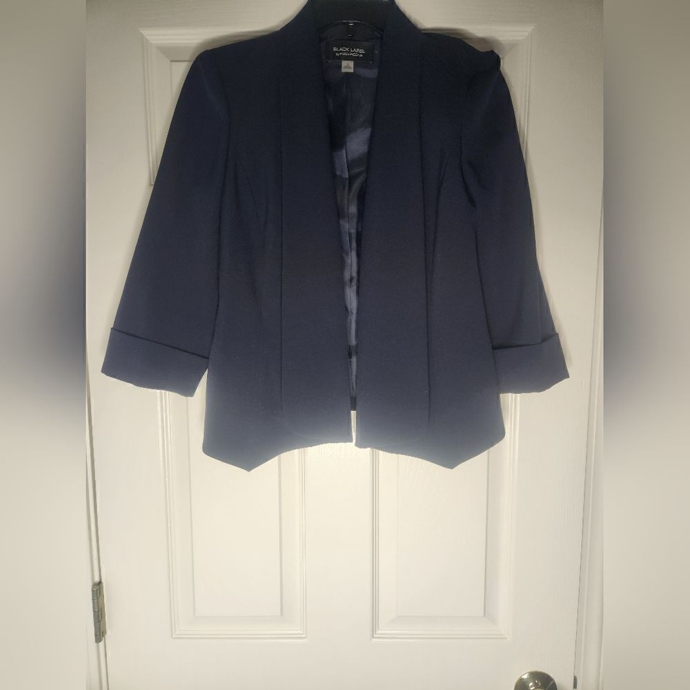 VtgBlackLabel by EvanPecone 4 NavyBlue 3/4SleeveCuffsCroppedWomenOpened Cardigan